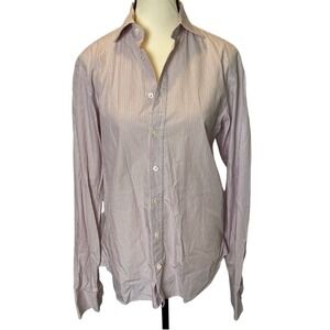Burberry London Mens Pink Stripe Button Down Classic Dress Shirt Size 15 1/2-39
